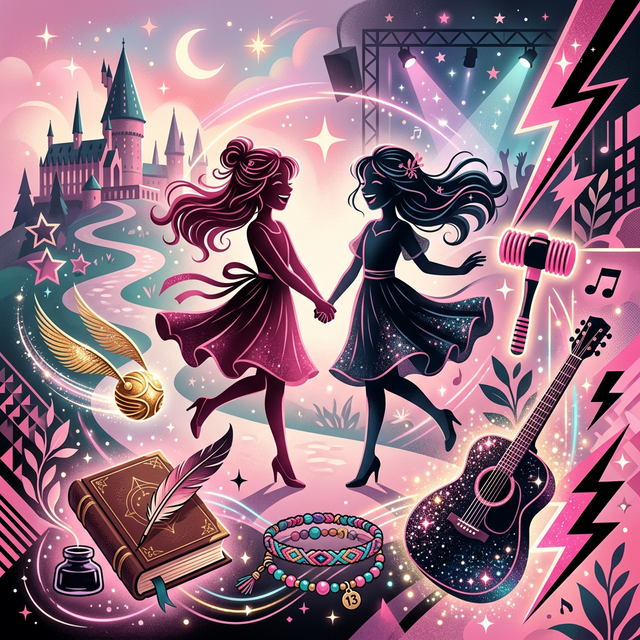 Whimsical Illustration of Twin Girls